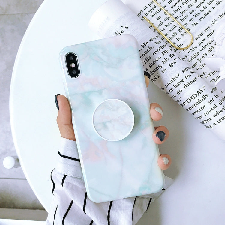 For iPhone XS Max Marble Anti-drop TPU Protection Back Cover with Folding Holder