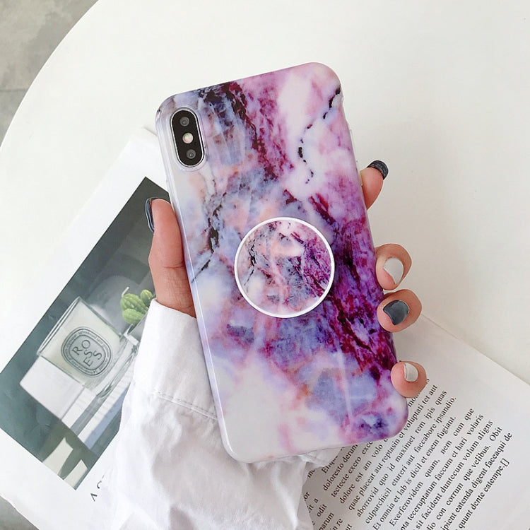 For iPhone XS Max Marble Anti-drop TPU Protection Back Cover with Folding Holder