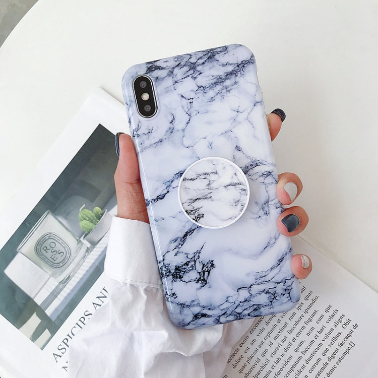 For iPhone XS Max Marble Anti-drop TPU Protection Back Cover with Folding Holder