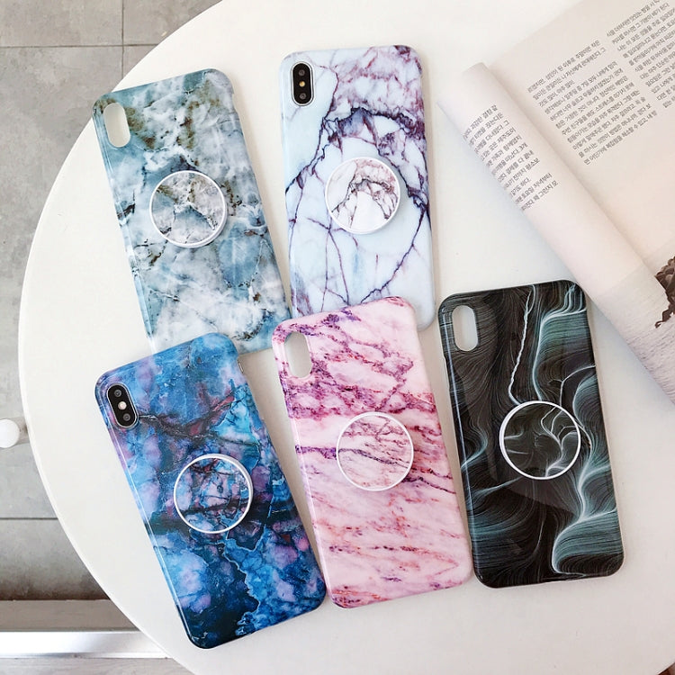 For iPhone XS Max Marble Anti-drop TPU Protection Back Cover with Folding Holder