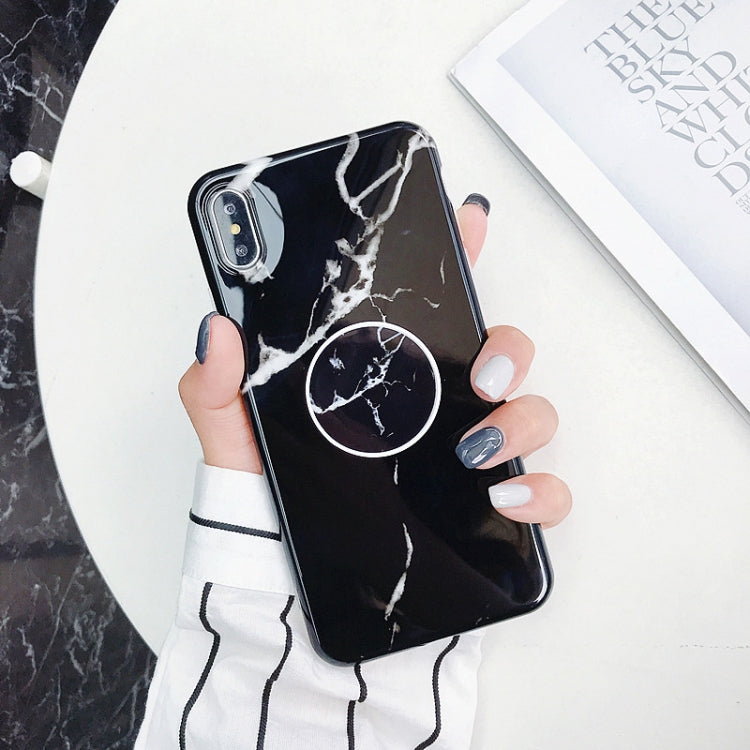 For iPhone XS Max Marble Anti-drop TPU Protection Back Cover with Folding Holder