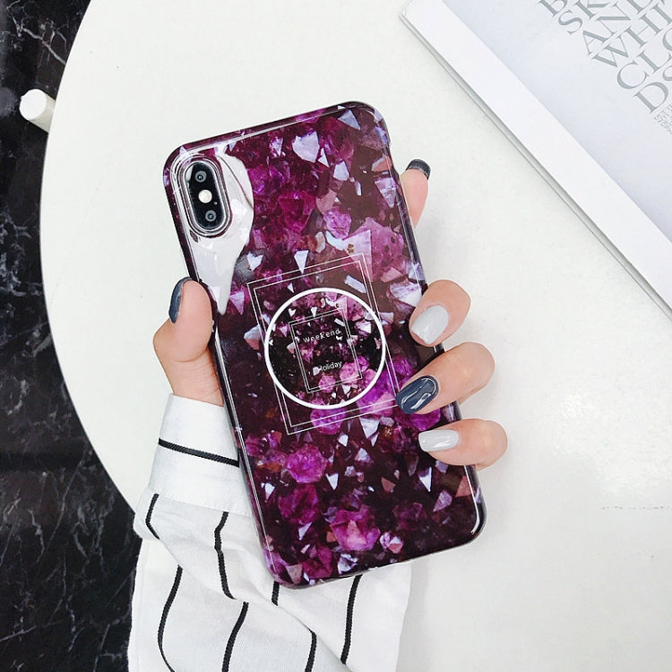 For iPhone XS Max Marble Anti-drop TPU Protection Back Cover with Folding Holder