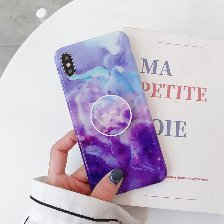 For iPhone XS Max Marble Anti-drop TPU Protection Back Cover with Folding Holder