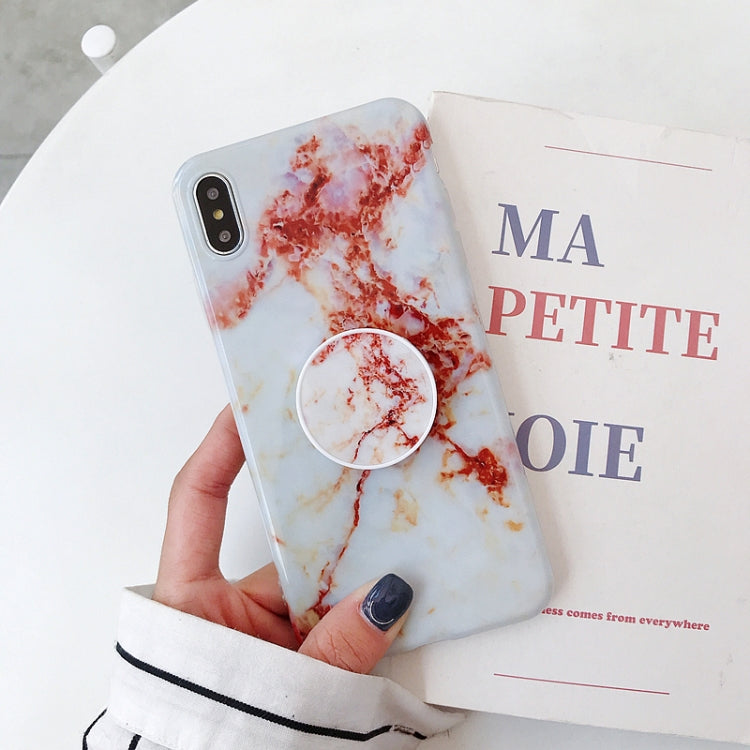 For iPhone XS Max Marble Anti-drop TPU Protection Back Cover with Folding Holder