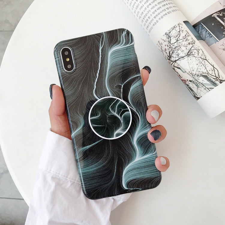 For iPhone XS Max Marble Anti-drop TPU Protection Back Cover with Folding Holder