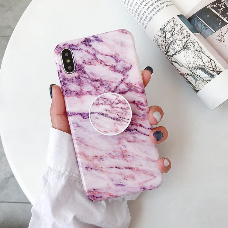 For iPhone XS Max Marble Anti-drop TPU Protection Back Cover with Folding Holder