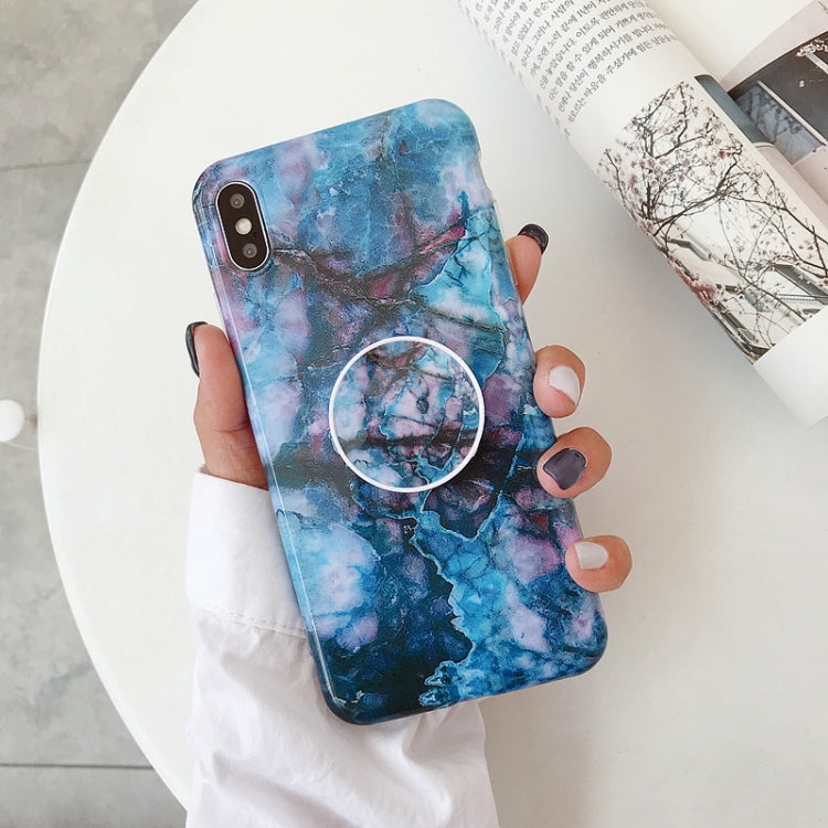 For iPhone XS Max Marble Anti-drop TPU Protection Back Cover with Folding Holder