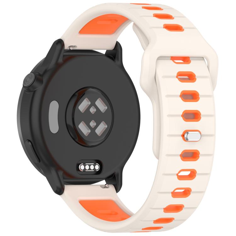 22mm Two Color Reverse Buckle Striped Silicone Watch Band