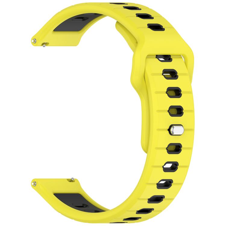 22mm Two Color Reverse Buckle Striped Silicone Watch Band