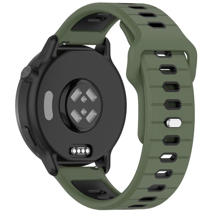 22mm Two Color Reverse Buckle Striped Silicone Watch Band