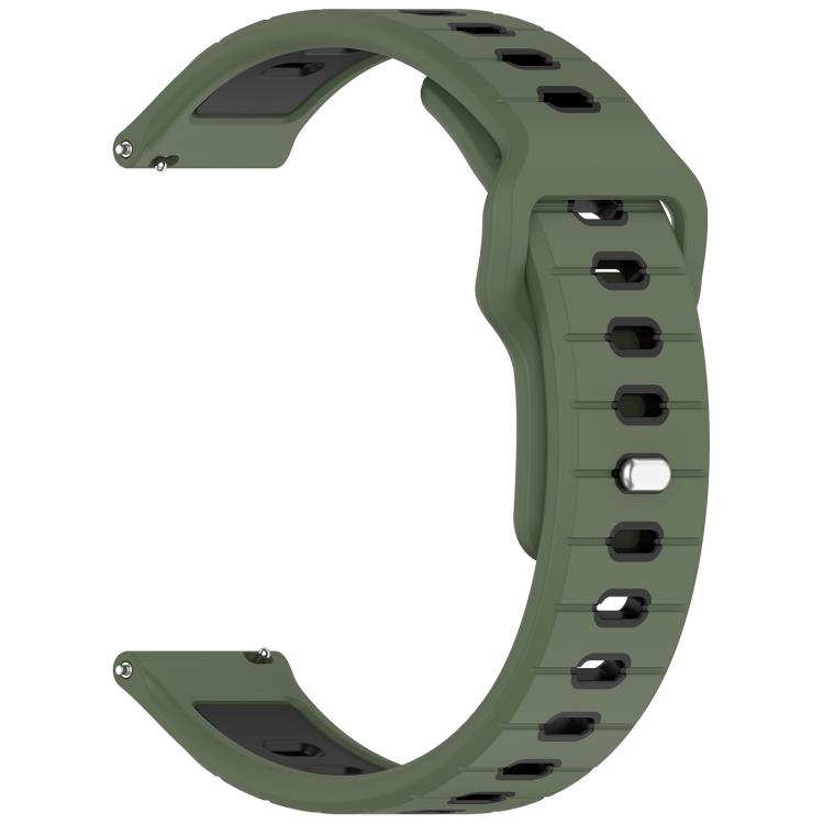 22mm Two Color Reverse Buckle Striped Silicone Watch Band