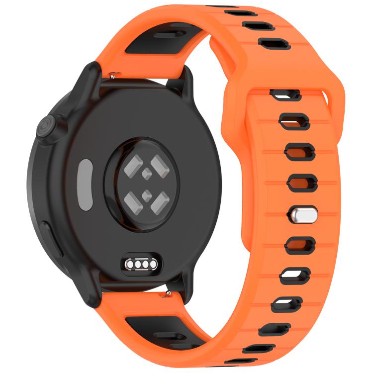 22mm Two Color Reverse Buckle Striped Silicone Watch Band