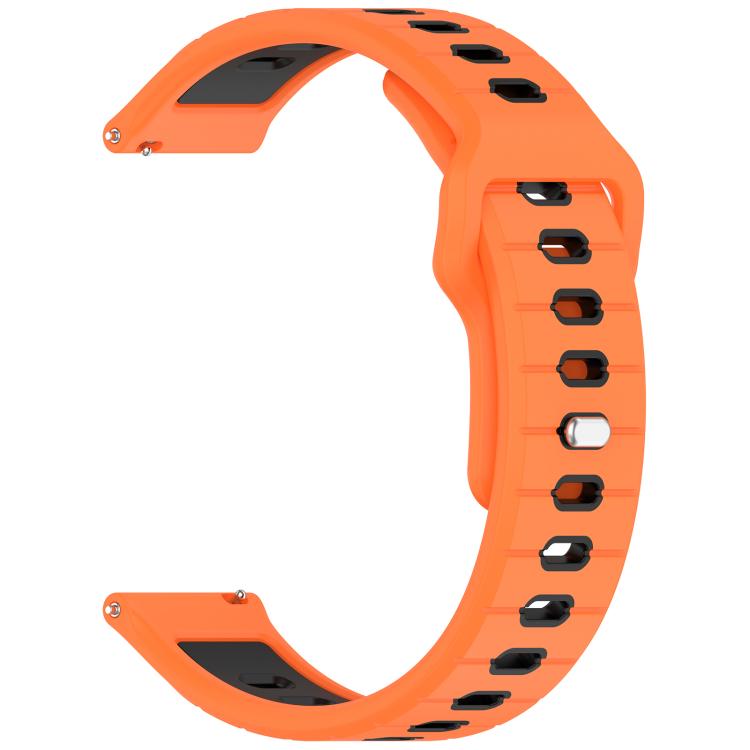 22mm Two Color Reverse Buckle Striped Silicone Watch Band