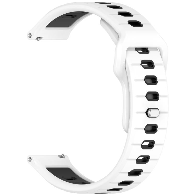 22mm Two Color Reverse Buckle Striped Silicone Watch Band