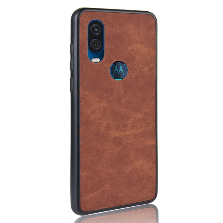 Shockproof Sheep Skin PC + PU + TPU Case for Motorola One Vision(Brown)