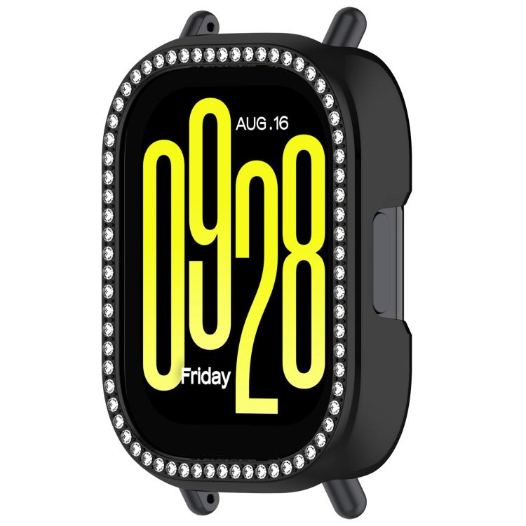For Redmi Watch 5 Active Single Row Diamond Half Coverage Hollow PC Watch Protective Case