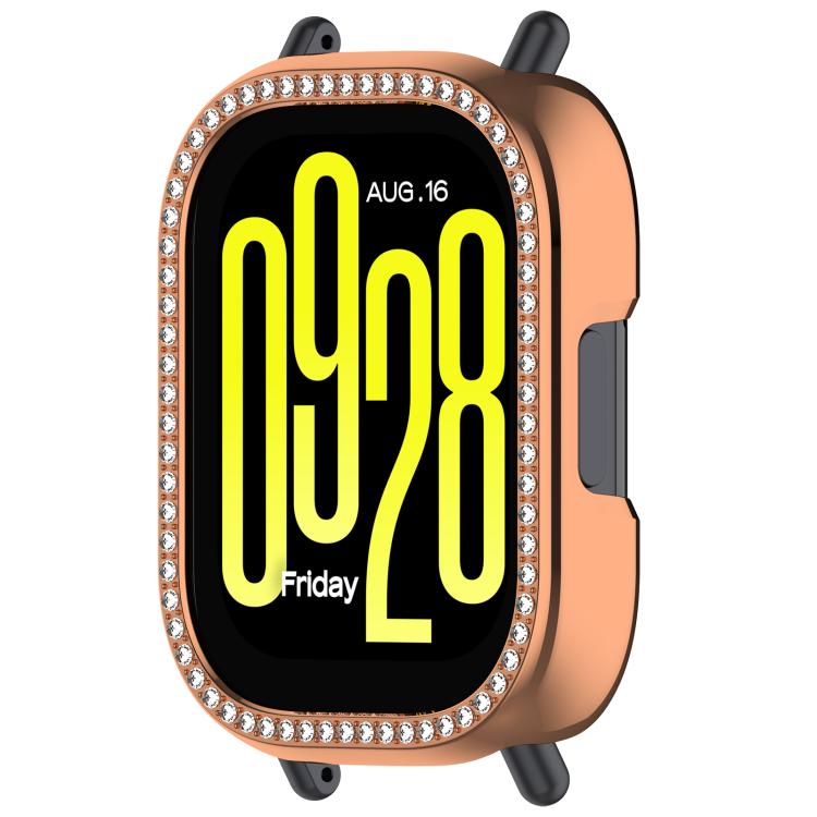 For Redmi Watch 5 Active Single Row Diamond Half Coverage Hollow PC Watch Protective Case