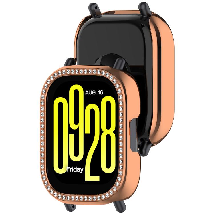 For Redmi Watch 5 Active Single Row Diamond Half Coverage Hollow PC Watch Protective Case
