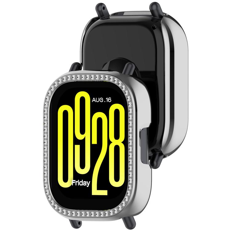 For Redmi Watch 5 Active Single Row Diamond Half Coverage Hollow PC Watch Protective Case
