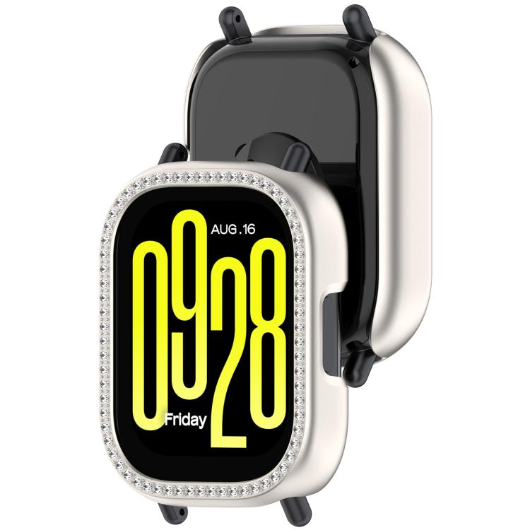 For Redmi Watch 5 Active Single Row Diamond Half Coverage Hollow PC Watch Protective Case
