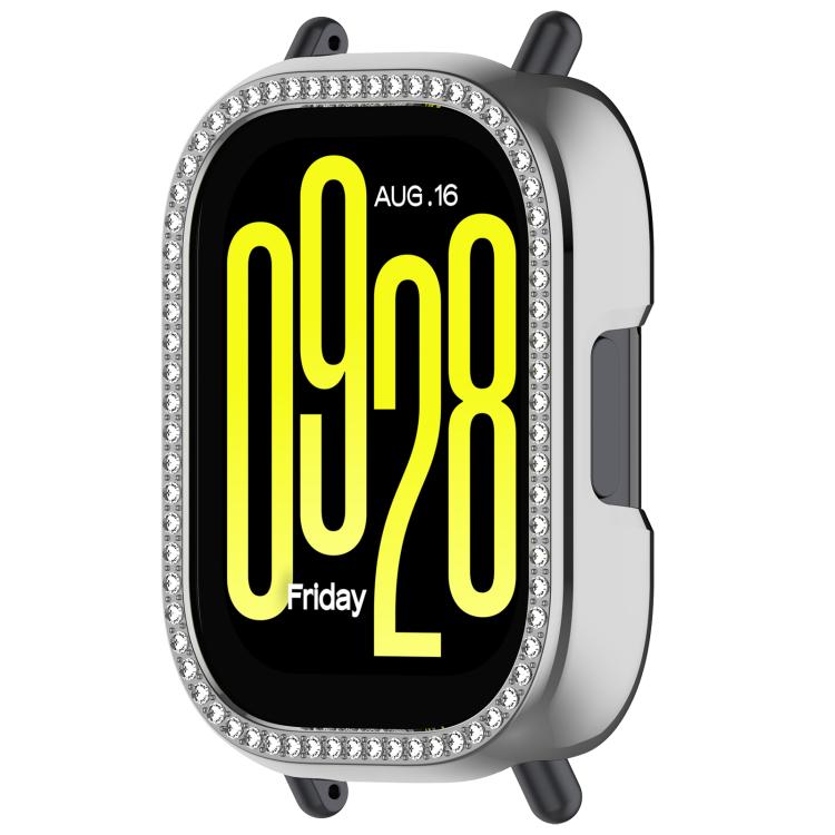 For Redmi Watch 5 Lite Single Row Diamond Half Coverage Hollow PC Watch Protective Case