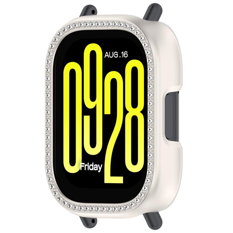 For Redmi Watch 5 Lite Single Row Diamond Half Coverage Hollow PC Watch Protective Case