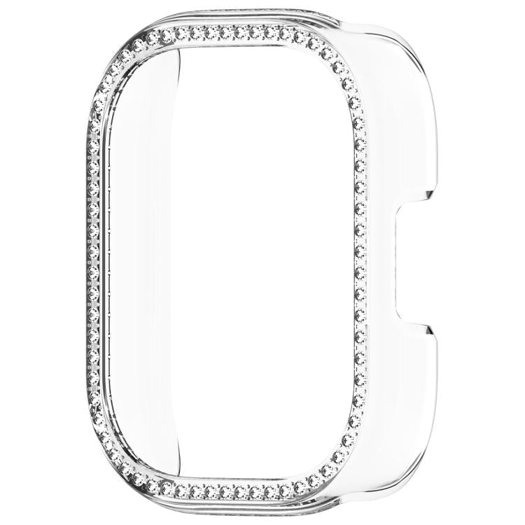 For Redmi Watch 5 Lite Single Row Diamond Half Coverage Hollow PC Watch Protective Case