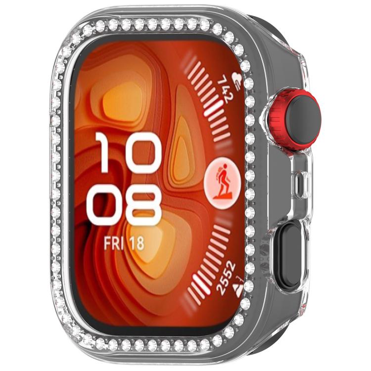 For Huawei Watch Fit 4 Pro Single Row Diamond Half Coverage Hollow PC Watch Protective Case