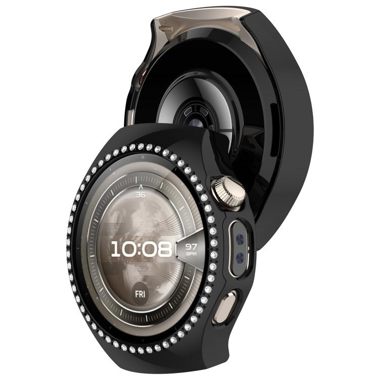 For Huawei Watch 5 42mm Single Row Diamond Half Coverage Hollow PC Watch Protective Case