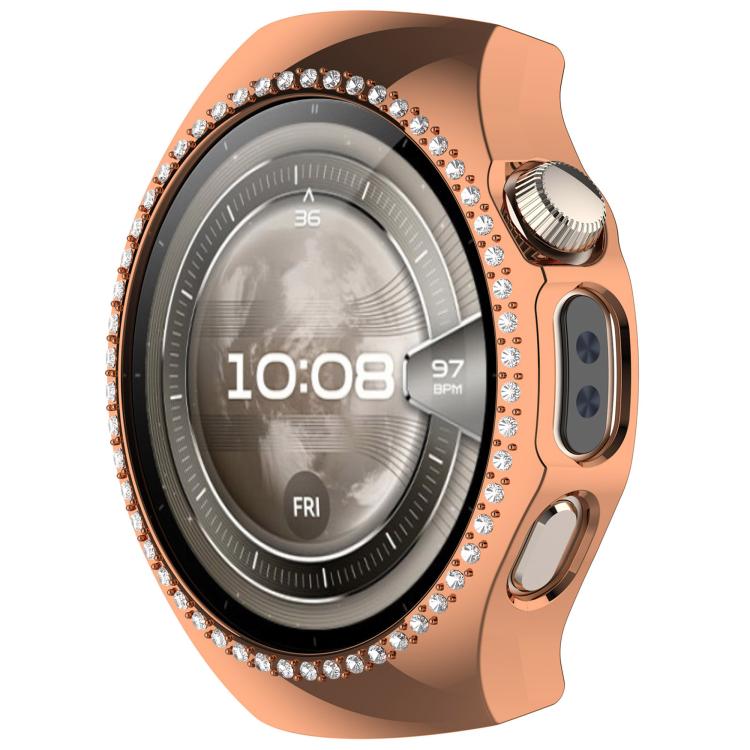 For Huawei Watch 5 42mm Single Row Diamond Half Coverage Hollow PC Watch Protective Case