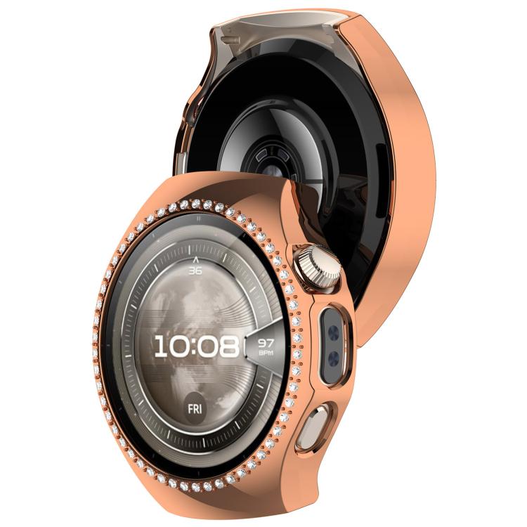 For Huawei Watch 5 42mm Single Row Diamond Half Coverage Hollow PC Watch Protective Case