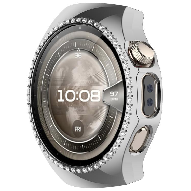 For Huawei Watch 5 42mm Single Row Diamond Half Coverage Hollow PC Watch Protective Case