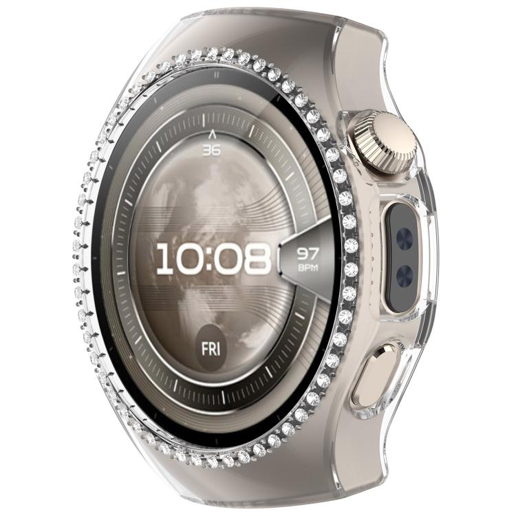 For Huawei Watch 5 42mm Single Row Diamond Half Coverage Hollow PC Watch Protective Case