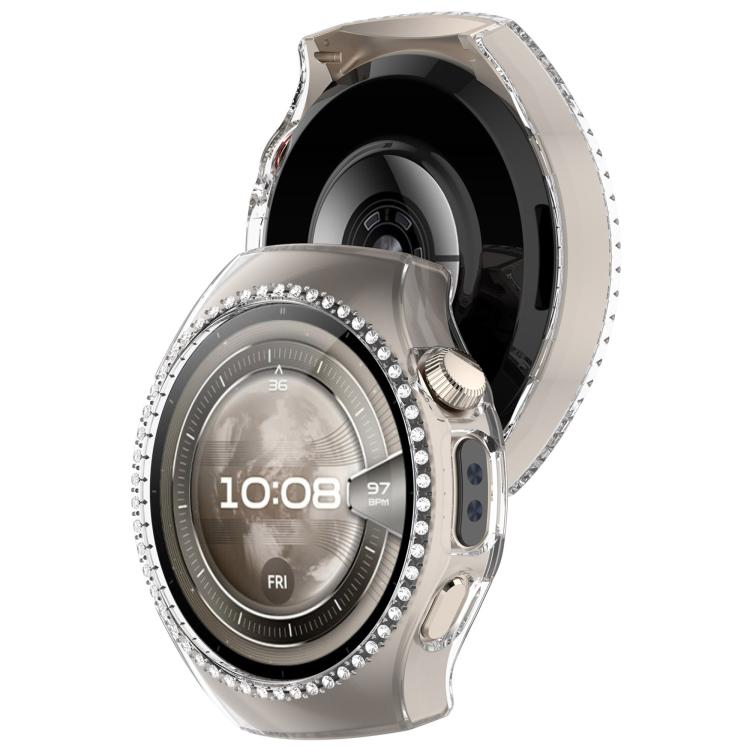 For Huawei Watch 5 42mm Single Row Diamond Half Coverage Hollow PC Watch Protective Case