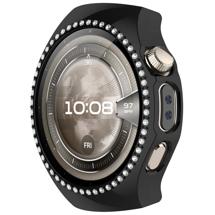 For Huawei Watch 5 46mm Single Row Diamond Half Coverage Hollow PC Watch Protective Case