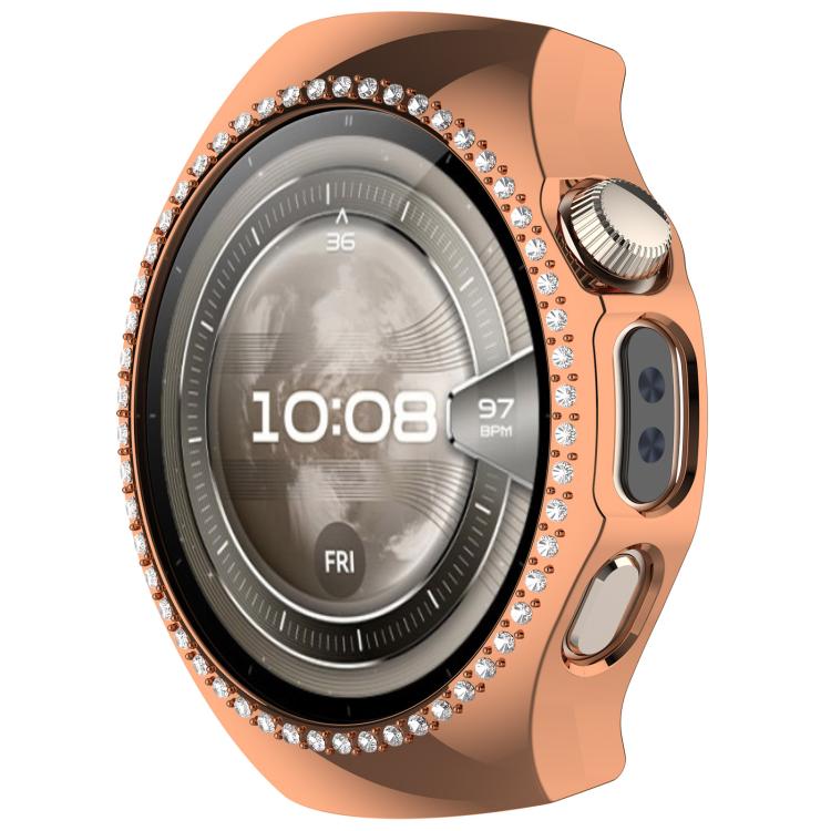 For Huawei Watch 5 46mm Single Row Diamond Half Coverage Hollow PC Watch Protective Case