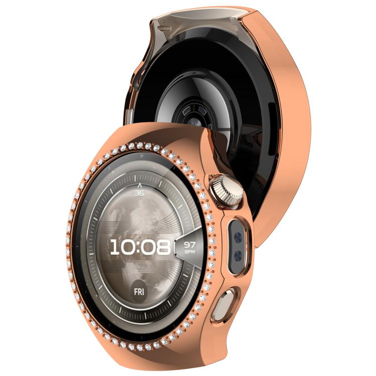 For Huawei Watch 5 46mm Single Row Diamond Half Coverage Hollow PC Watch Protective Case