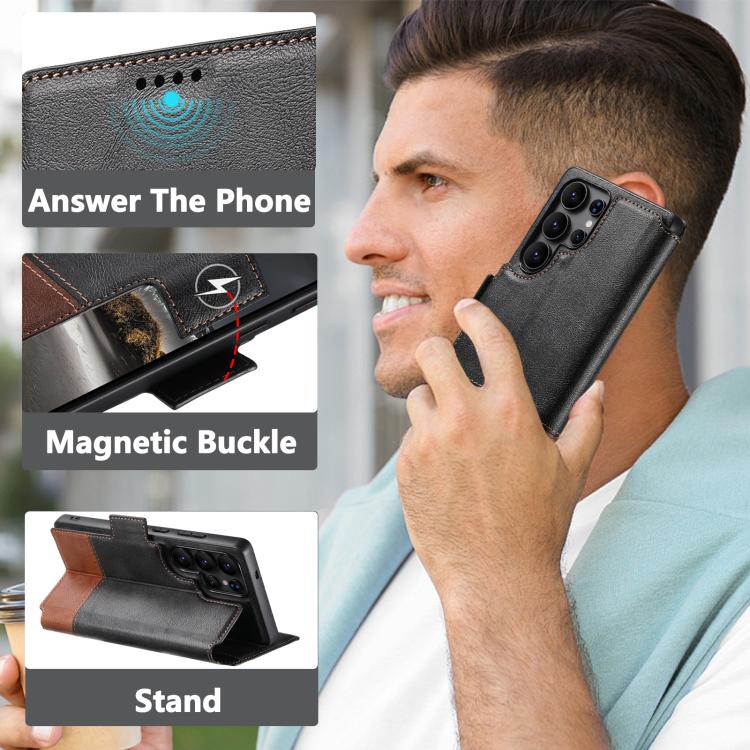 For Samsung Galaxy S23 Ultra 5G Suteni Q06 2-in-1 Multi-function Detachable Wallet MagSafe Phone Case