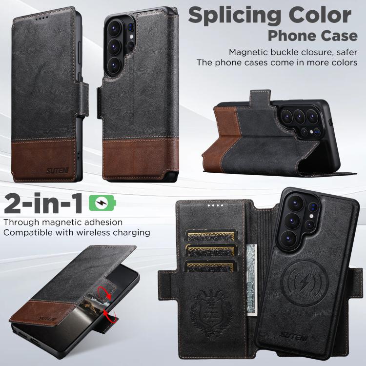For Samsung Galaxy S26 Ultra 5G Suteni Q06 2-in-1 Multi-function Detachable Wallet MagSafe Phone Case