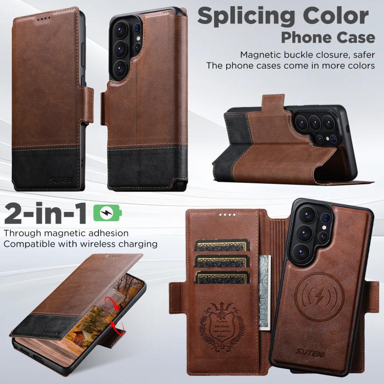 For Samsung Galaxy S26 Ultra 5G Suteni Q06 2-in-1 Multi-function Detachable Wallet MagSafe Phone Case