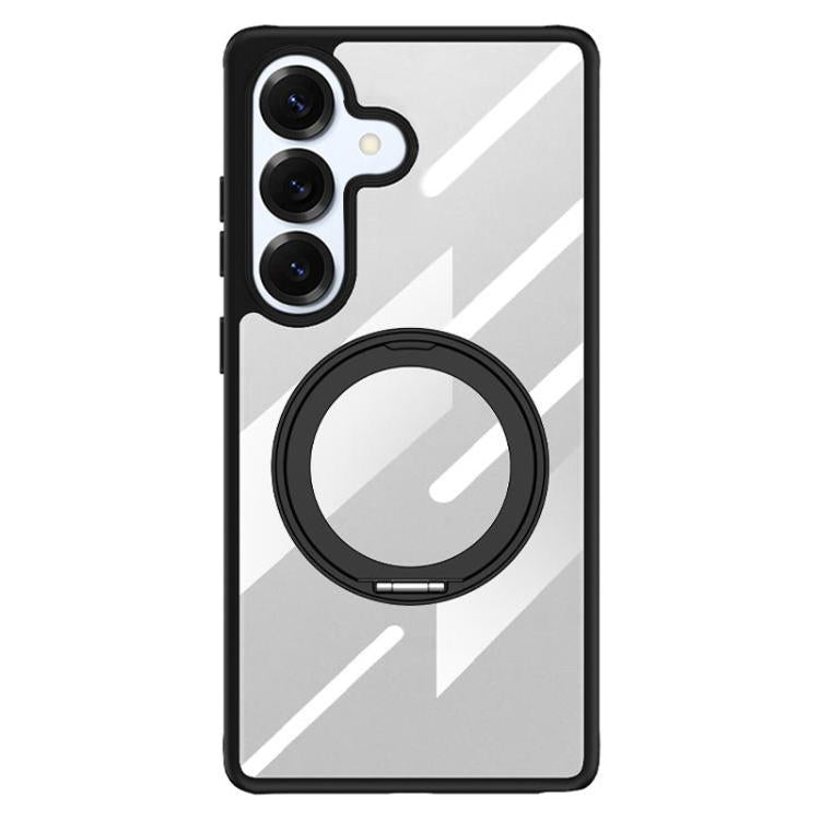 For Samsung Galaxy S25 5G Gear 360 Rotation Holder MagSafe Phone Case - Black