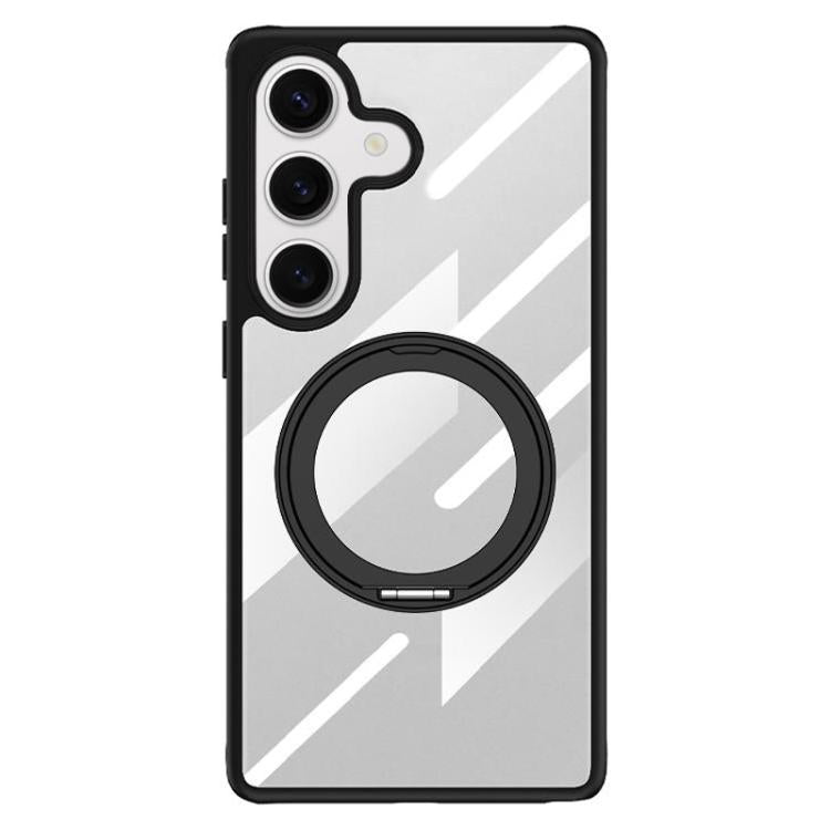 For Samsung Galaxy S24 5G Gear 360 Rotation Holder MagSafe Phone Case - Black