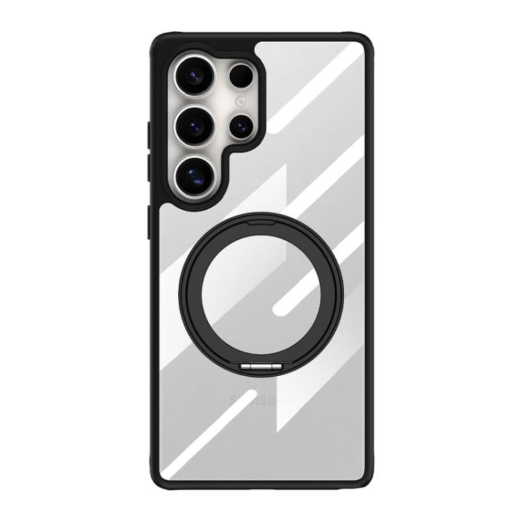 For Samsung Galaxy S23 Ultra 5G Gear 360 Rotation Holder MagSafe Phone Case - Black