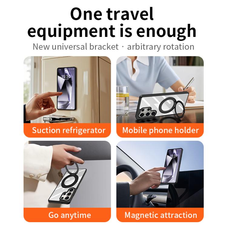 For Samsung Galaxy S24 Ultra 5G Gear 360 Rotation Holder MagSafe Phone Case - Black