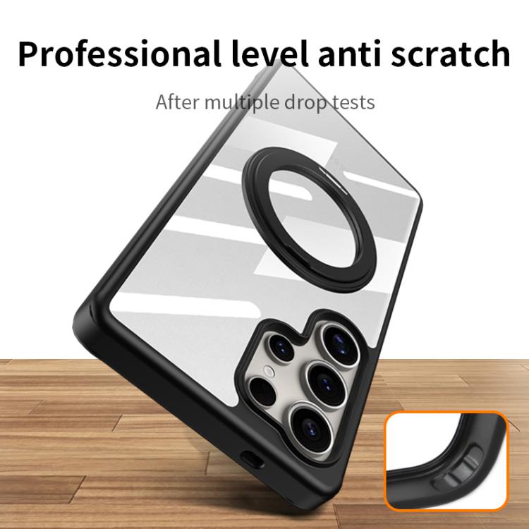 For Samsung Galaxy S25 5G Gear 360 Rotation Holder MagSafe Phone Case - Black