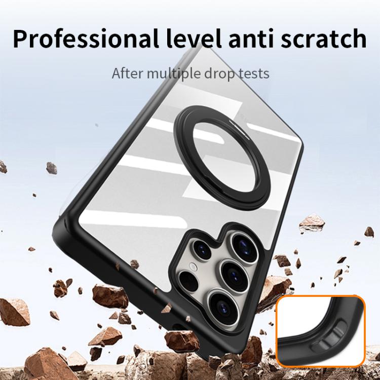 For Samsung Galaxy S24 5G Gear 360 Rotation Holder MagSafe Phone Case - Black