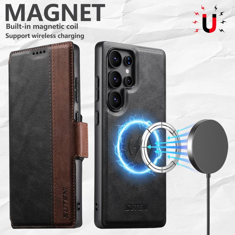 For Samsung Galaxy S25 Ultra 5G Suteni Q07 2-in-1 Multi-function Detachable Wallet MagSafe Phone Case