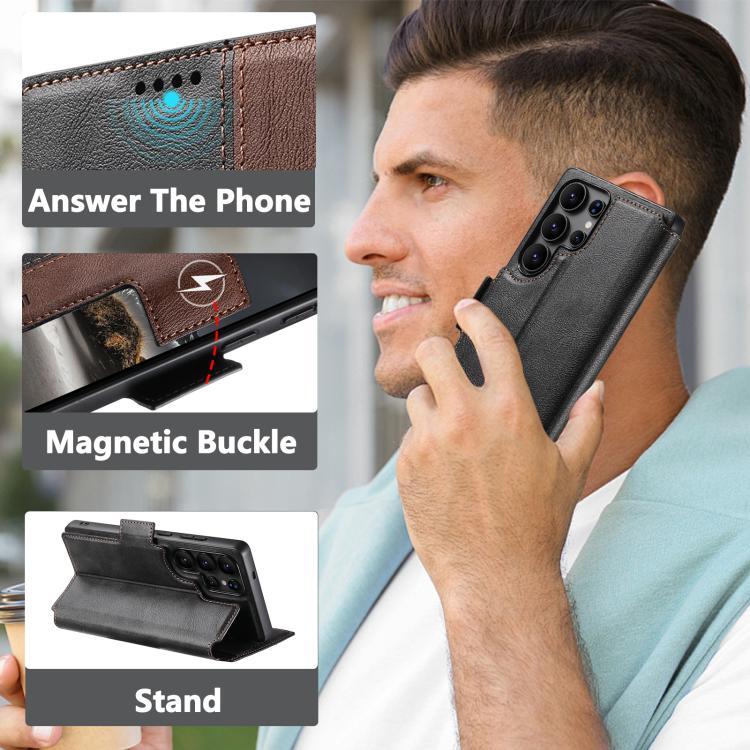 For Samsung Galaxy S25 Ultra 5G Suteni Q07 2-in-1 Multi-function Detachable Wallet MagSafe Phone Case