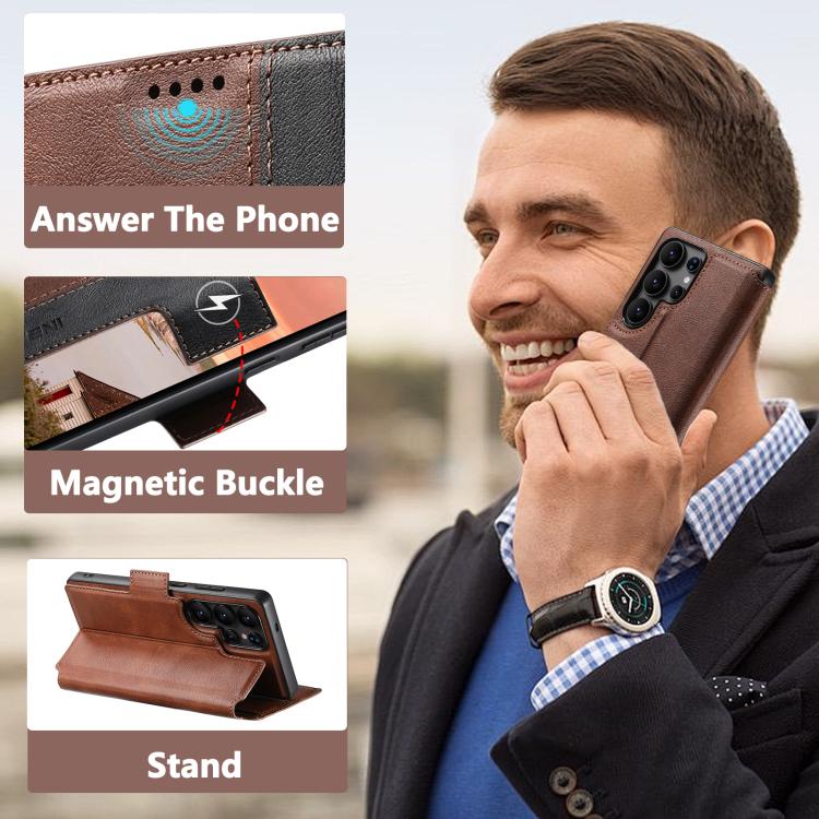 For Samsung Galaxy S22 Ultra 5G Suteni Q07 2-in-1 Multi-function Detachable Wallet MagSafe Phone Case
