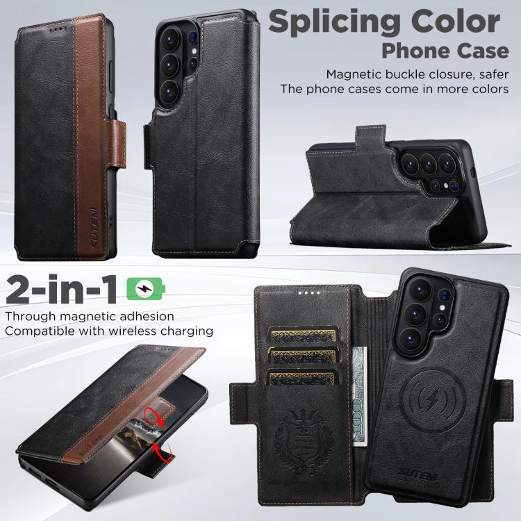 For Samsung Galaxy S26 Ultra 5G Suteni Q07 2-in-1 Multi-function Detachable Wallet MagSafe Phone Case